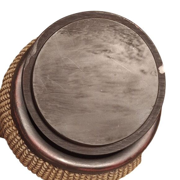 Ornate Lidded Jar Pedestal Spherical Finial Heavy Carved Woven Resin Urn Decor - Picture 16 of 16